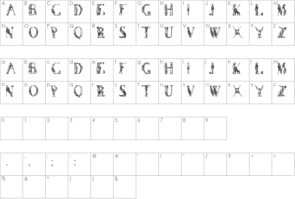 ManFont font character map preview
