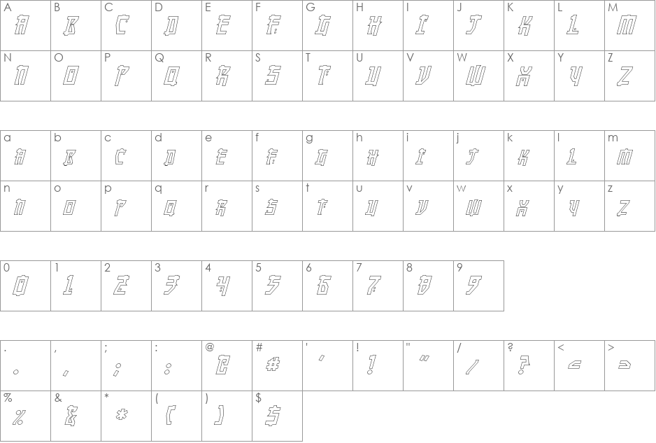 Manga font character map preview