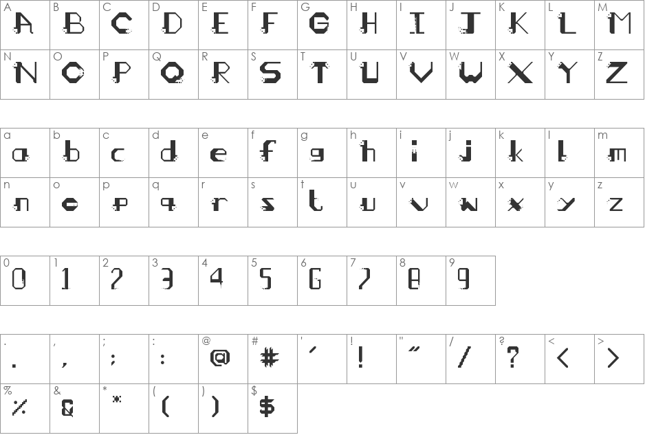 Mangahas font character map preview
