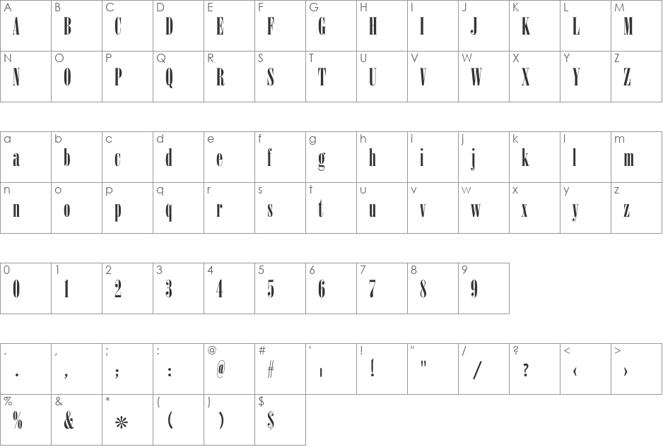 Mangrio-Aziz_Herodep font character map preview