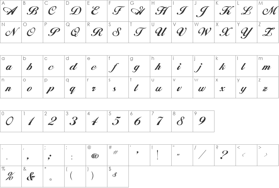 Mangrio-Aziz_Point-PJG font character map preview