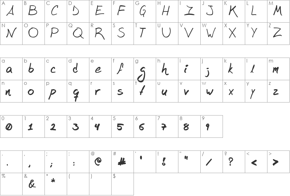 mangui-type font character map preview