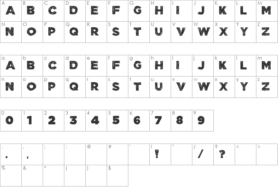 Manhattan Hand font character map preview