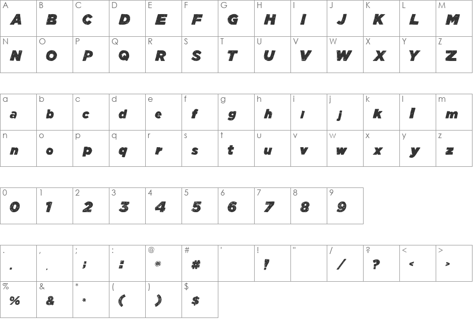 Manhattan Hand font character map preview