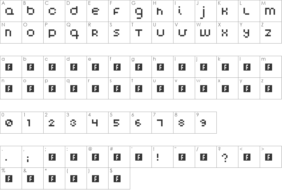 MANIA font character map preview