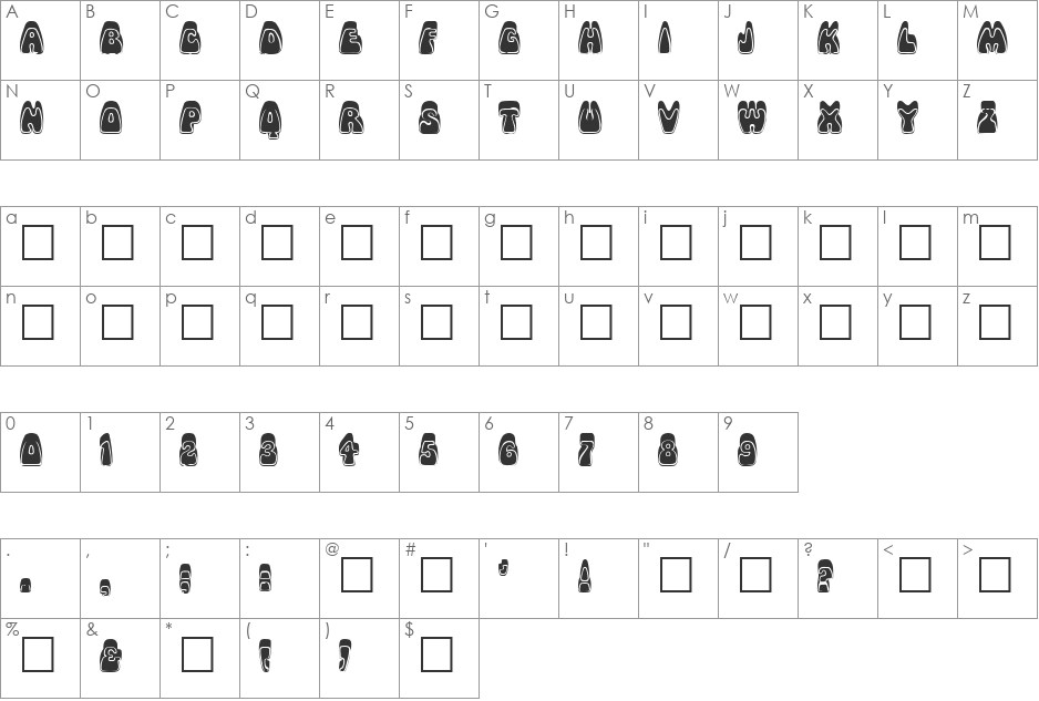 Mania 2 font character map preview