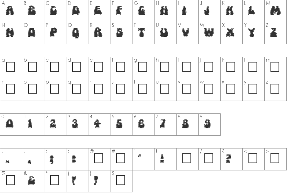 Mania 4 font character map preview