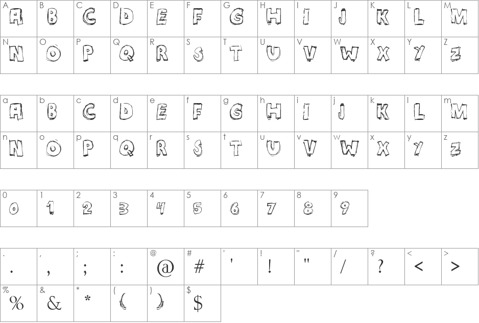 MANIATICO! font character map preview