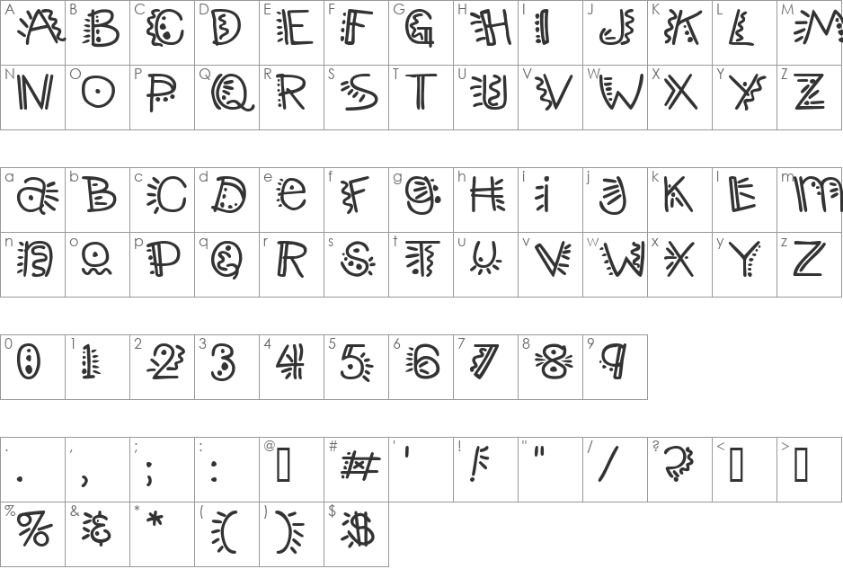 ManicPopThrill font character map preview