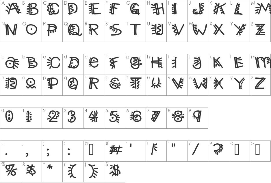 ManicPopThrill font character map preview