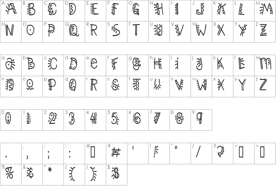ManicPopThrillCondensed font character map preview