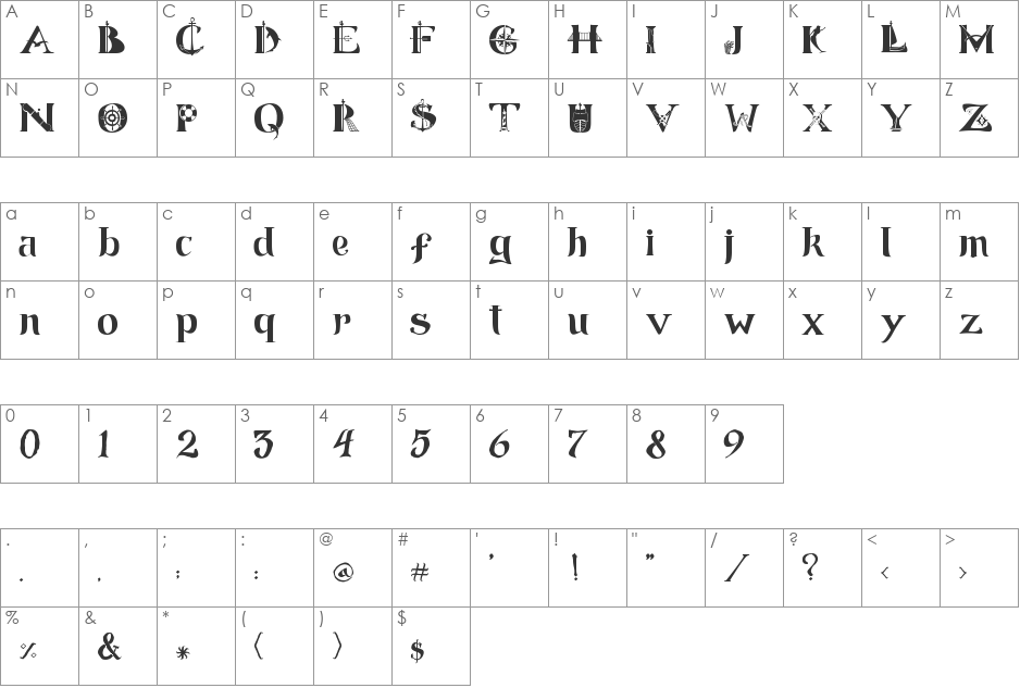 ManicSea font character map preview