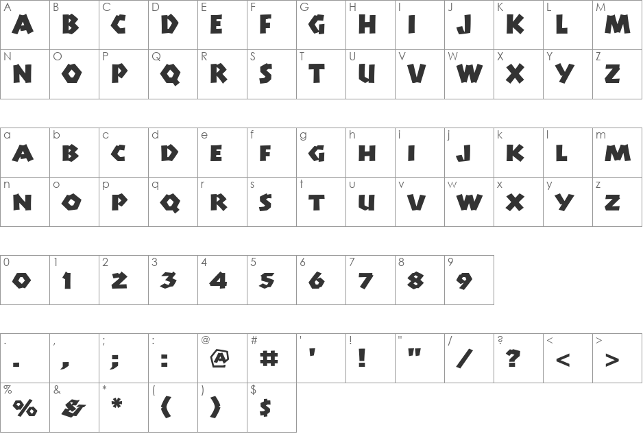 ManitoLP font character map preview