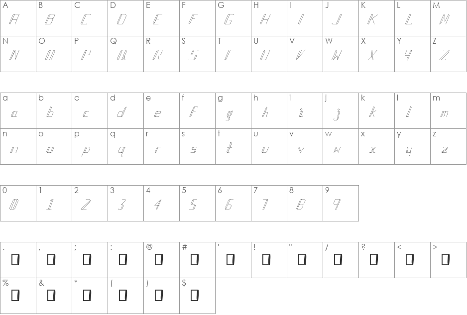 Manlangit font character map preview