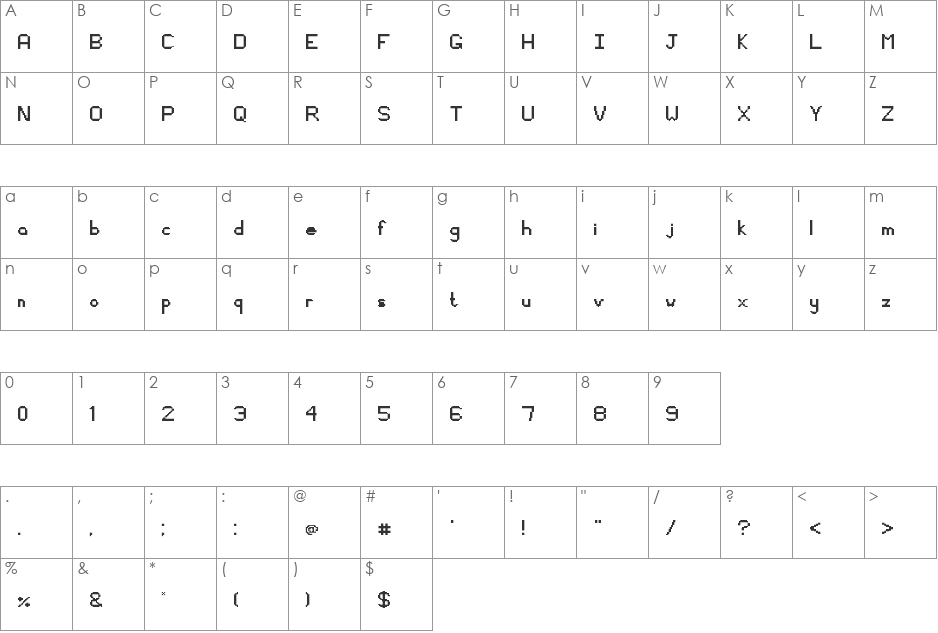 Manny Regular font character map preview