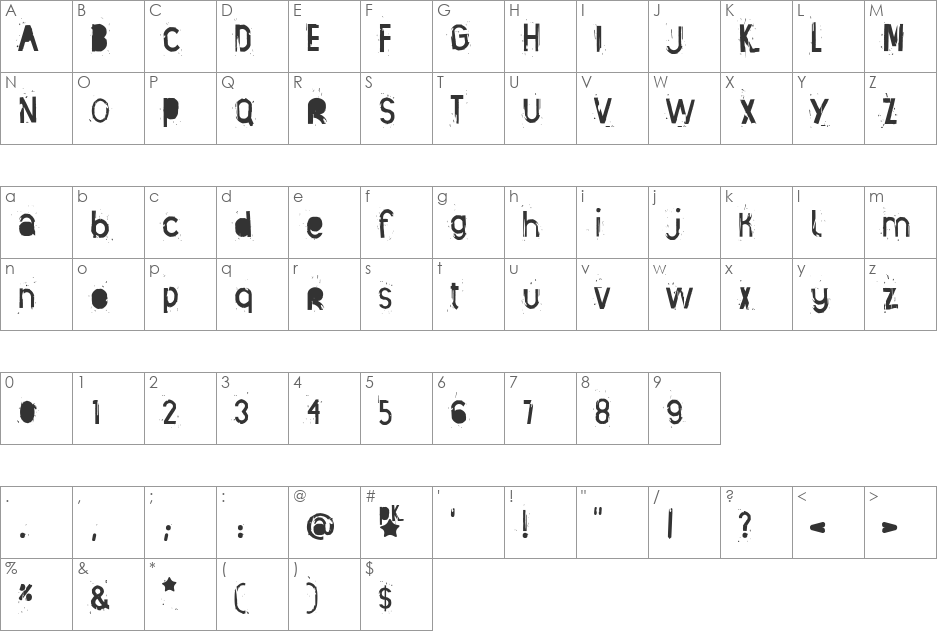 Manta Ray font character map preview