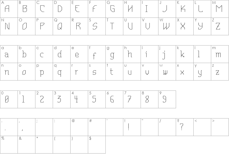 mantodea font character map preview