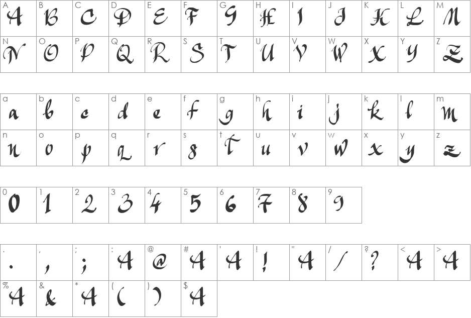 Manualito-Flo font character map preview