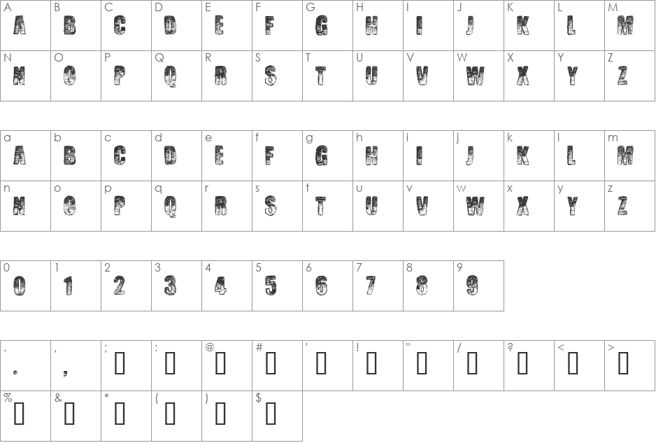 Manuscrit font character map preview