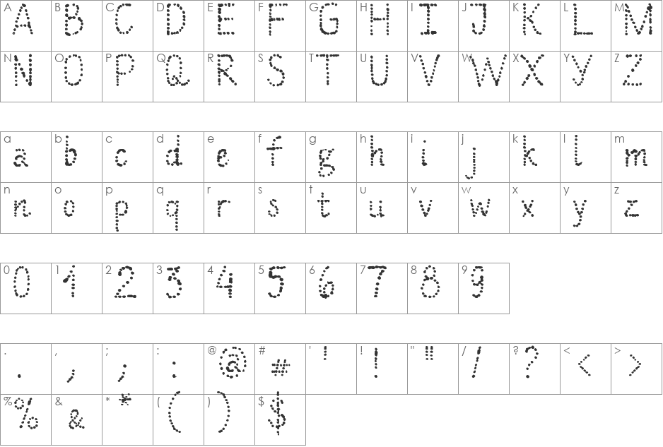 Many a Little Makes a Mickle font character map preview