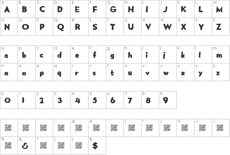 ManyGifts font character map preview