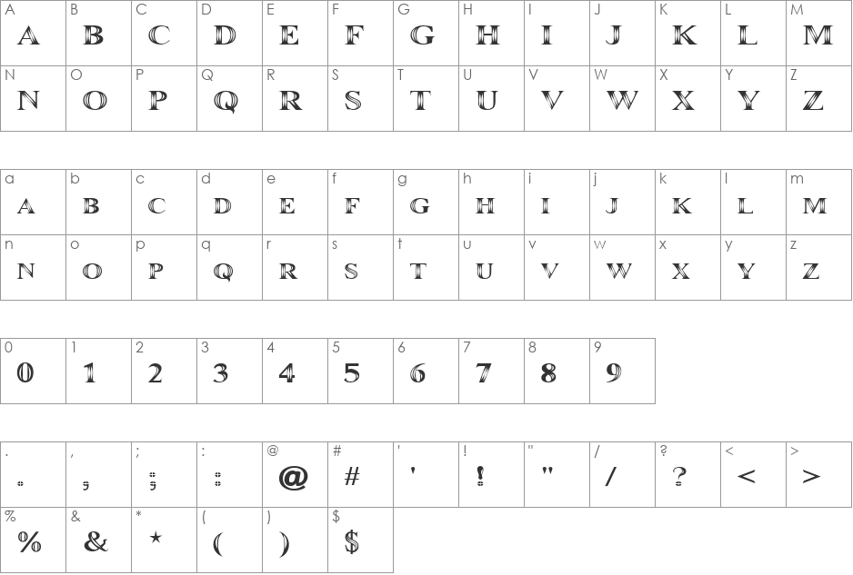 Maranallo Italic font character map preview