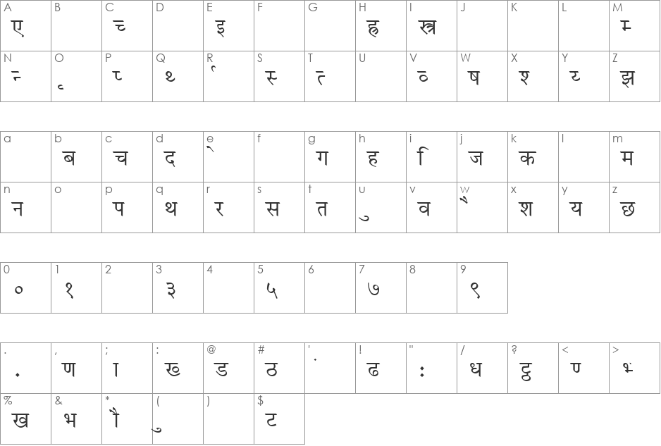 Marathi Vijay Demo font character map preview