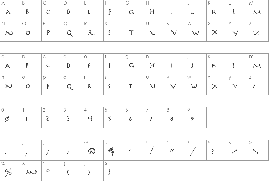 Marathon font character map preview