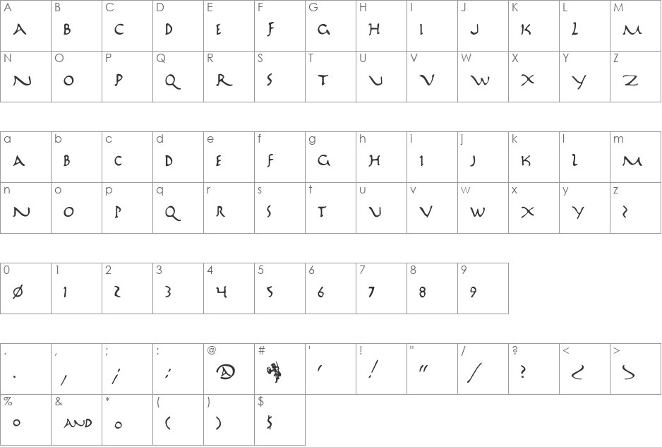 Marathon font character map preview