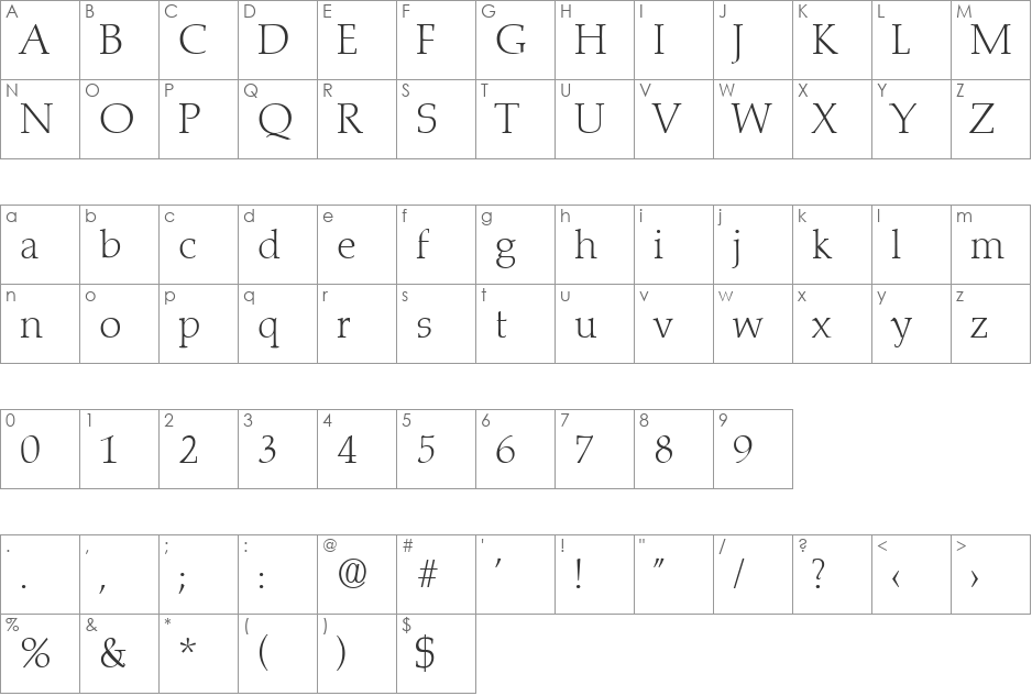 Marathon-Serial-ExtraLight font character map preview