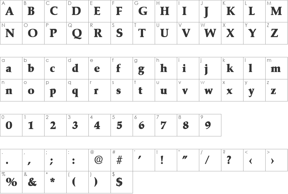 Marathon-Serial-Heavy font character map preview