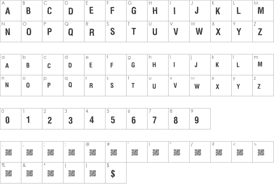 MarbleWasteland font character map preview