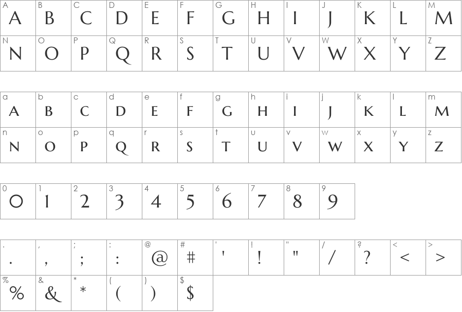 Marcellus SC font character map preview