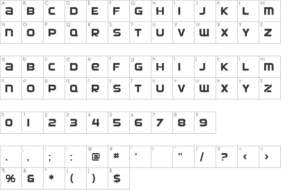 Marcon Kicker font character map preview
