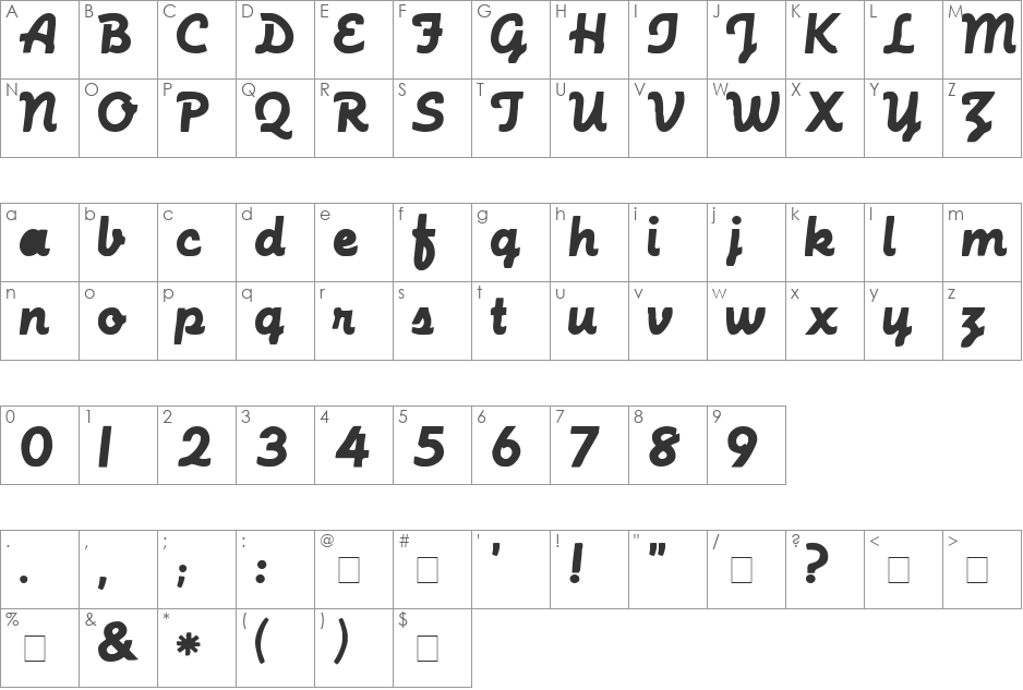 Marcus Script font character map preview