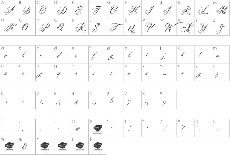 Mardian Demo font character map preview