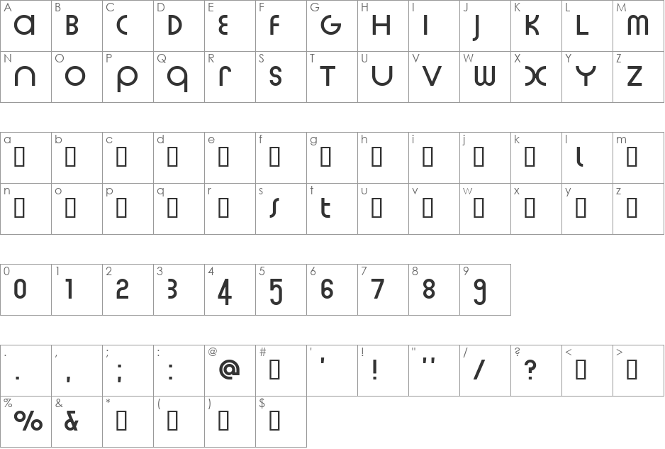 Marfhaus font character map preview