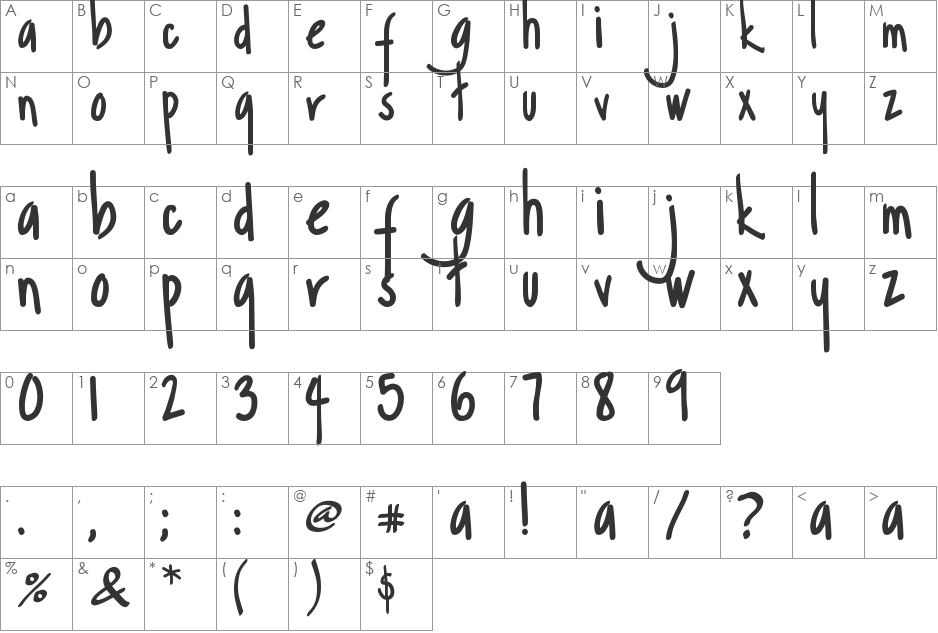 Margarosa font character map preview