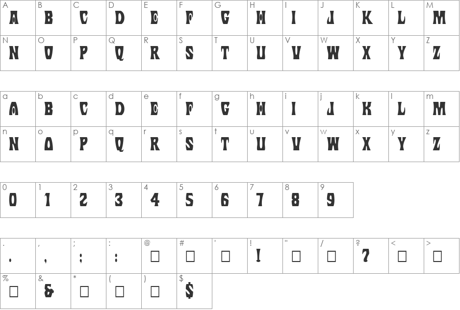 Margit font character map preview