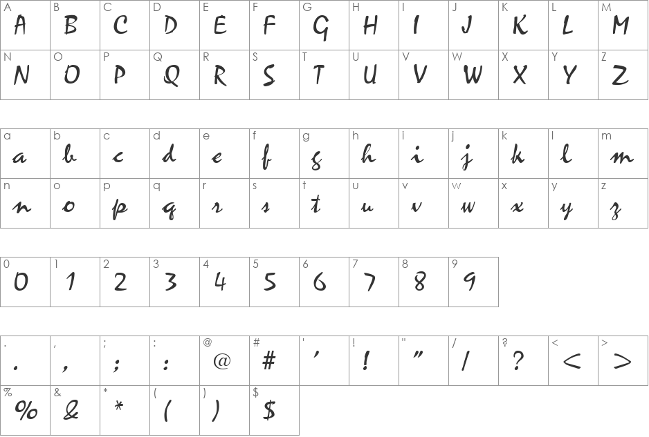 Mariah font character map preview