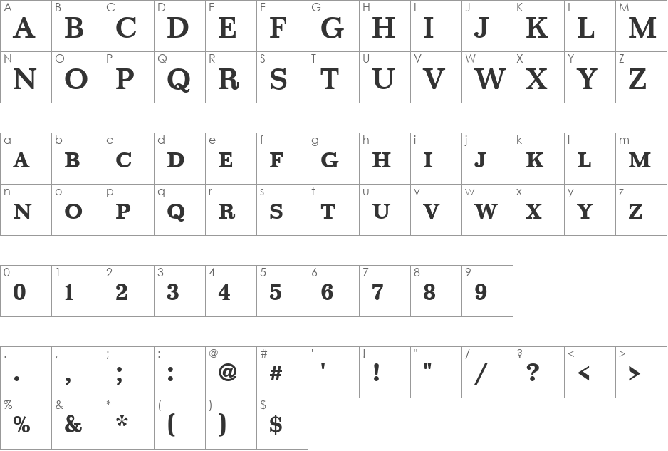Mariam Becker Discaps Med font character map preview