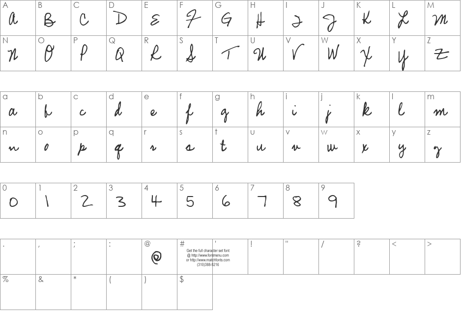 Mariette Tryout font character map preview