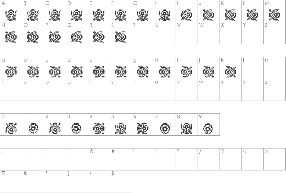 MarigoldBorderWF font character map preview