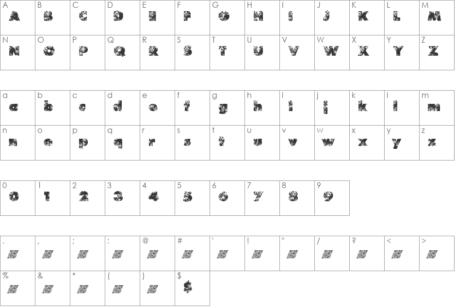 Marijuana font character map preview