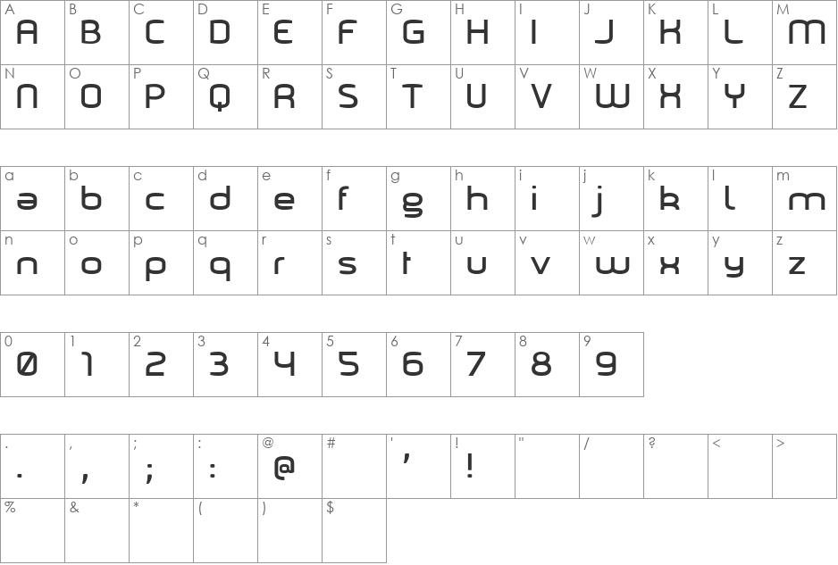 Marilou font character map preview