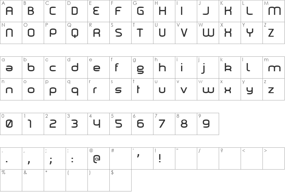 Marilou font character map preview
