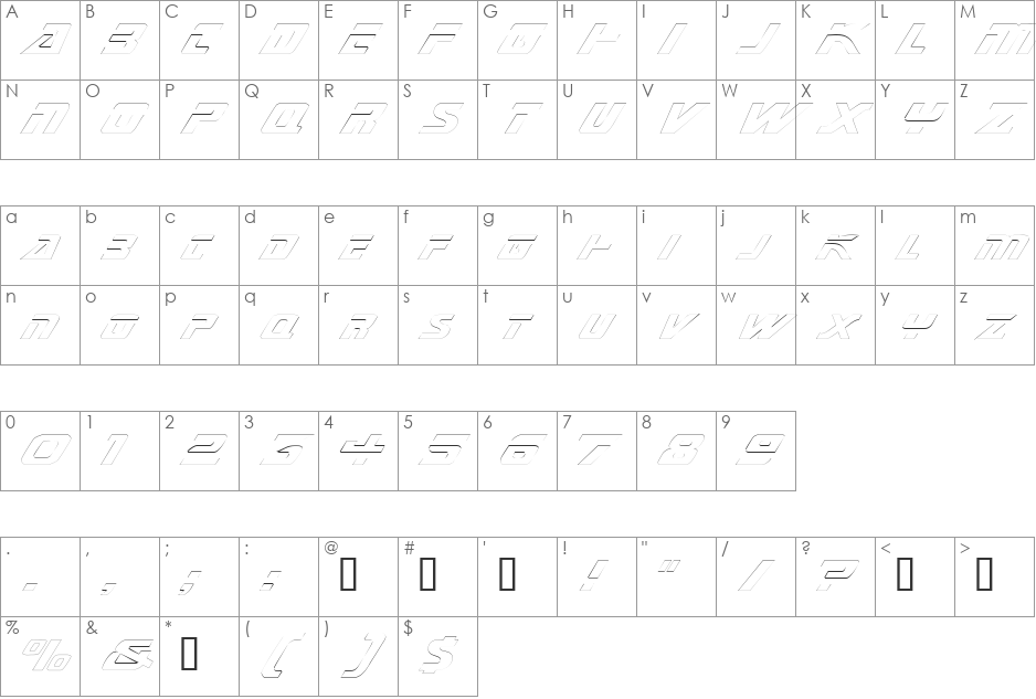 MarinerExtendedOutline font character map preview
