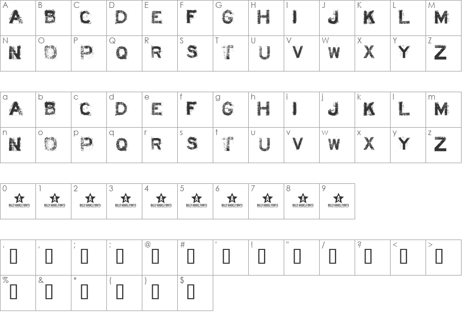 ACID LABEL___ font character map preview