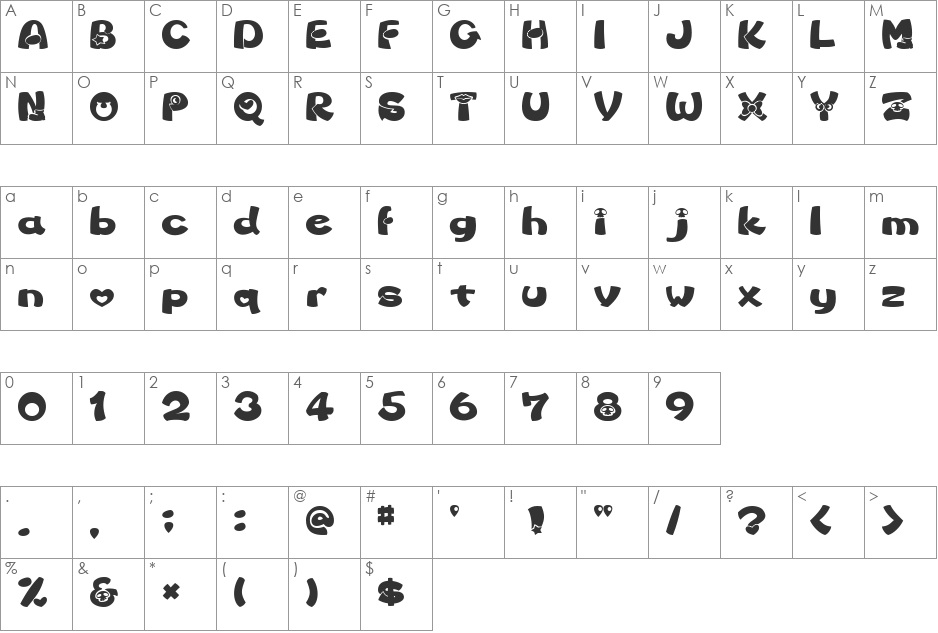 marjo font character map preview