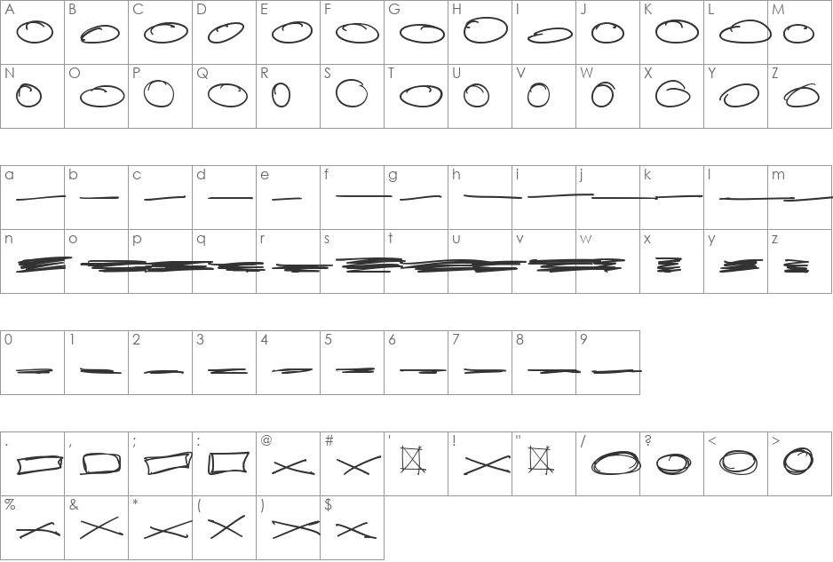 Mark It! font character map preview